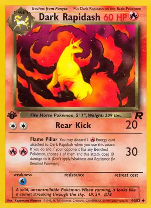 Dark Rapidash 44/82 Team Rocket 1st Edition