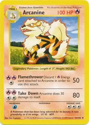 Arcanine 23/102 Base Set Shadowless