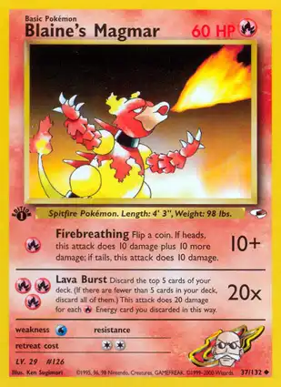 Blaine's Magmar 37/132 Gym Heroes 1st Edition