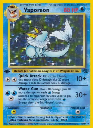 Vaporeon 12/64 Jungle 1st Edition