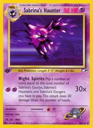 Sabrina's Haunter 58/132 Gym Heroes 1st Edition