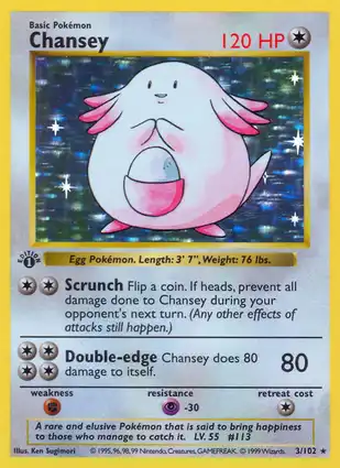 Chansey 3/102 Base Set 1st Edition