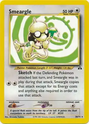 smeargle holo pokemon card value Lv.27 No.235 Old Back Rare NM-EX Japanese s625 Colorless Tail Smash (30) Flip a coin Pokmon TCG Smeargle Neo Discovery