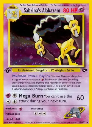 Sabrina's Alakazam 16/132 Gym Challenge 1st Edition