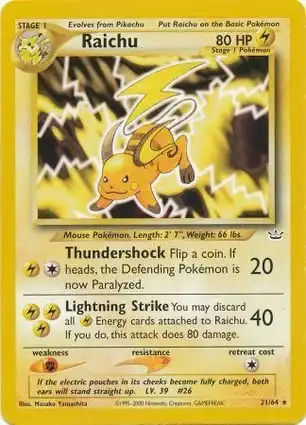 Raichu 21/64 Neo Revelation